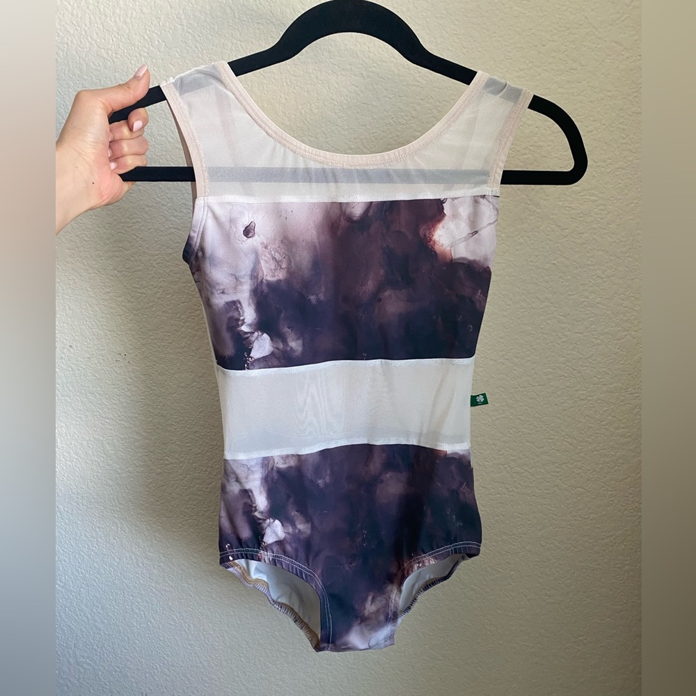 Luckyleo White Mesh & Purple Cloud Spice Leotard Adult Medium